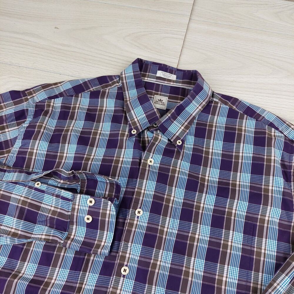 Peter‎ Millar Shirt Mens XL Button Down Tattersall Check Plaid MultiColor Cotton